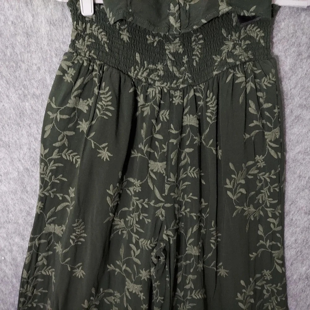 GUESS Outfit Women M Floral Embroidered Off Shoulder Top Pants Wide‎ Leg Smocked